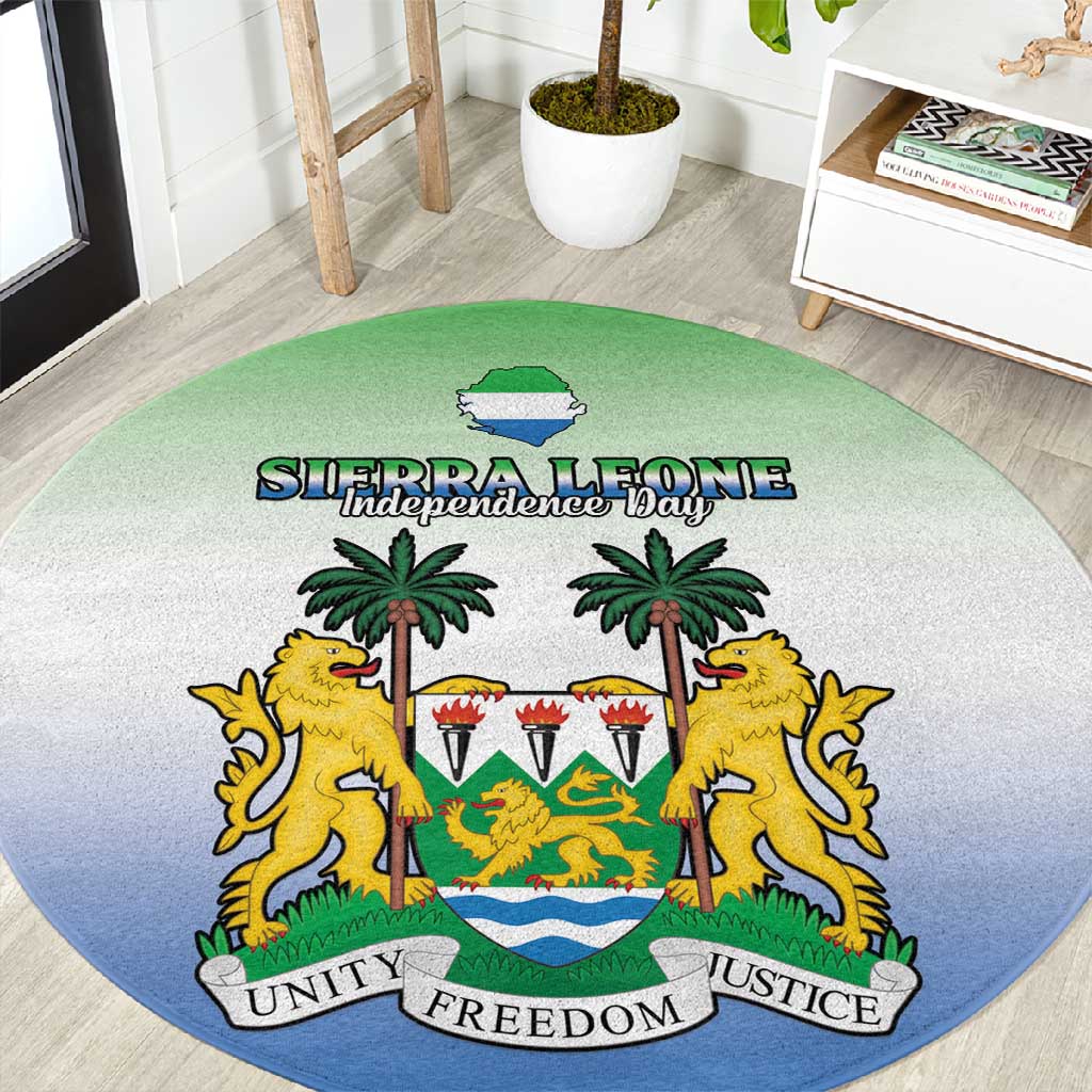 Personalised Sierra Leone Independence Day Round Carpet Coat Of Arms Flag Map LT15