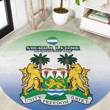 Personalised Sierra Leone Independence Day Round Carpet Coat Of Arms Flag Map LT15