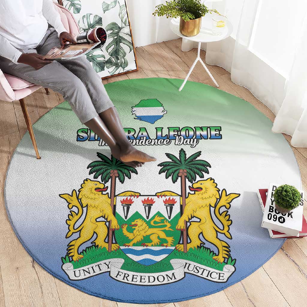 Personalised Sierra Leone Independence Day Round Carpet Coat Of Arms Flag Map LT15