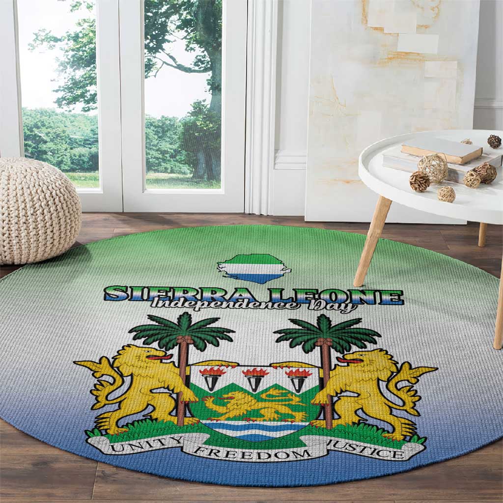 Personalised Sierra Leone Independence Day Round Carpet Coat Of Arms Flag Map LT15