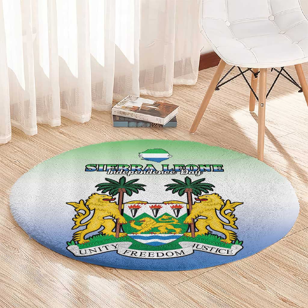 Personalised Sierra Leone Independence Day Round Carpet Coat Of Arms Flag Map LT15
