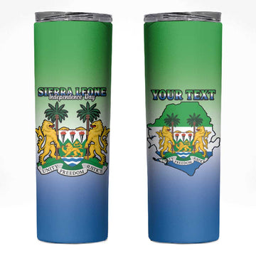 Personalised Sierra Leone Independence Day Skinny Tumbler Coat Of Arms Flag Map LT15