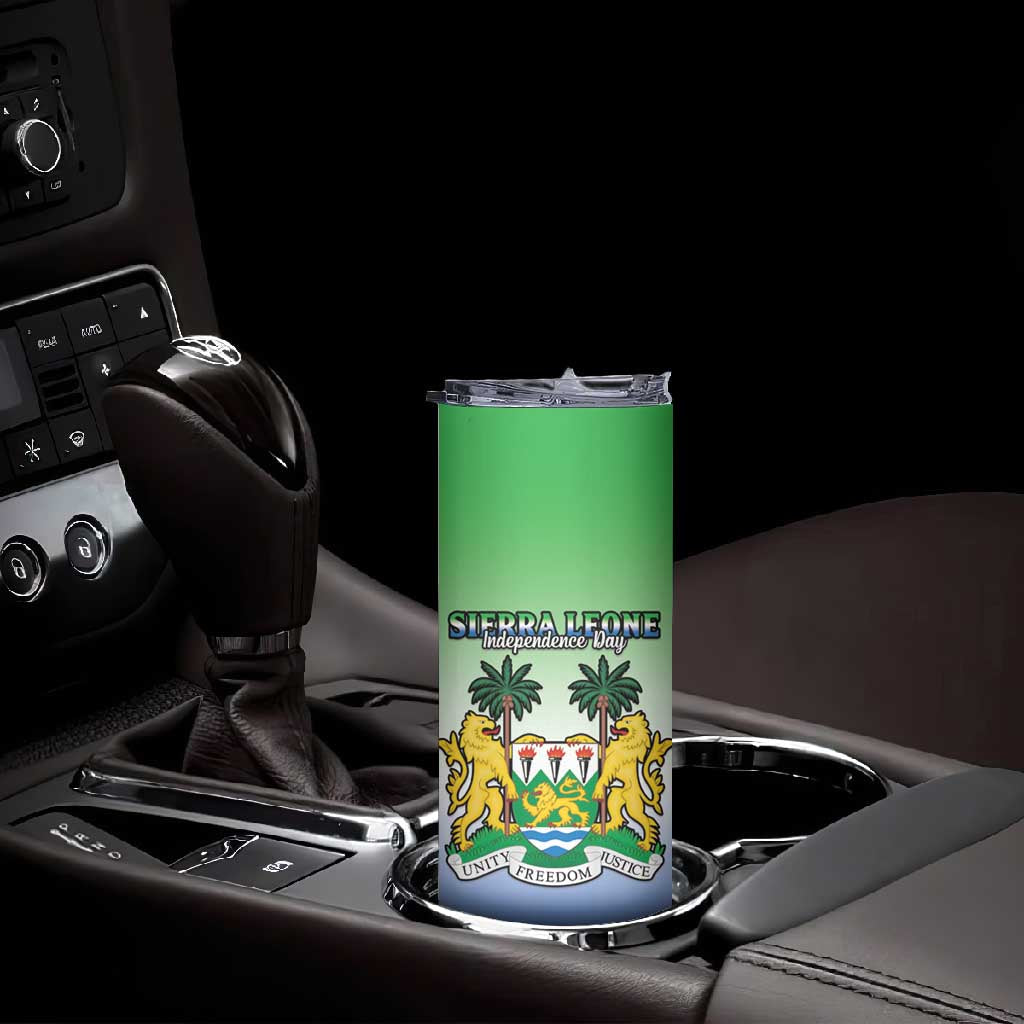 Personalised Sierra Leone Independence Day Skinny Tumbler Coat Of Arms Flag Map LT15