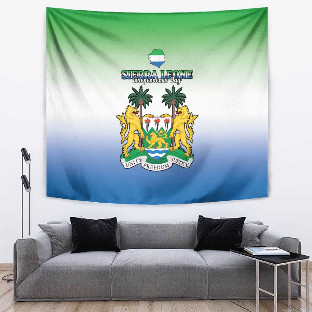 Personalised Sierra Leone Independence Day Tapestry Coat Of Arms Flag Map LT15