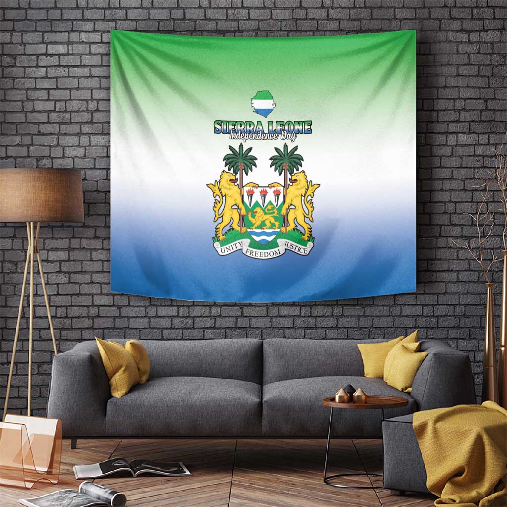 Personalised Sierra Leone Independence Day Tapestry Coat Of Arms Flag Map LT15