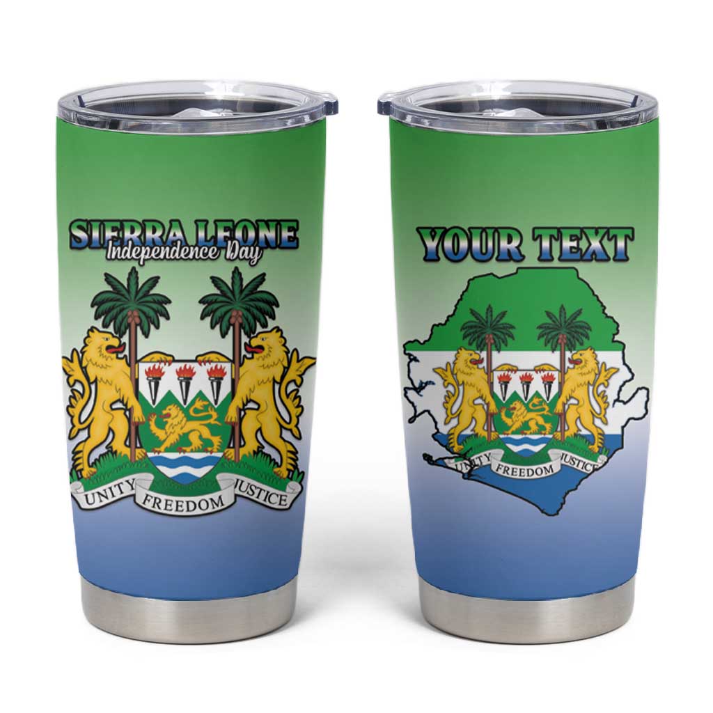 Personalised Sierra Leone Independence Day Tumbler Cup Coat Of Arms Flag Map LT15