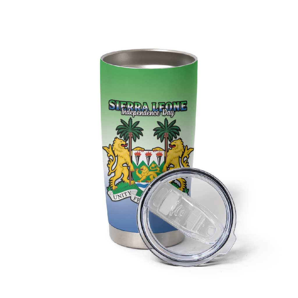 Personalised Sierra Leone Independence Day Tumbler Cup Coat Of Arms Flag Map LT15
