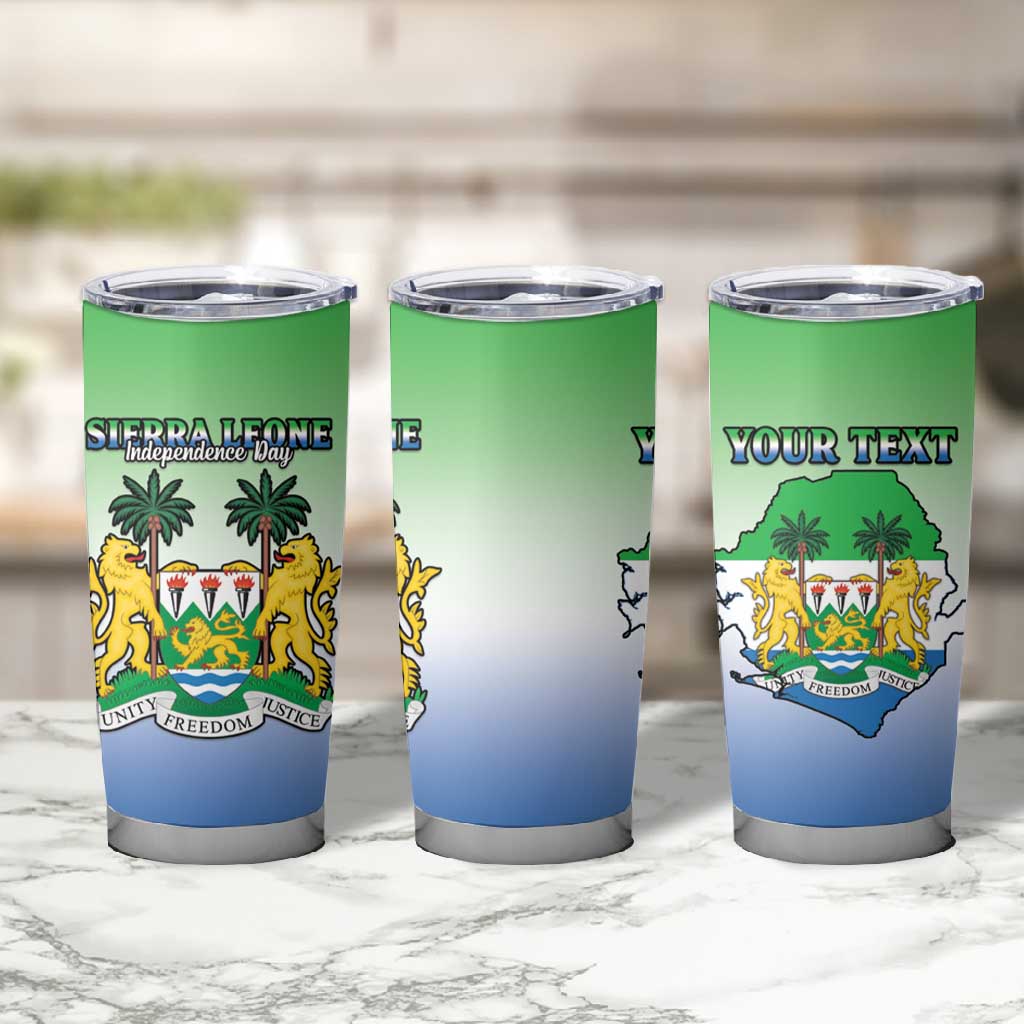 Personalised Sierra Leone Independence Day Tumbler Cup Coat Of Arms Flag Map LT15