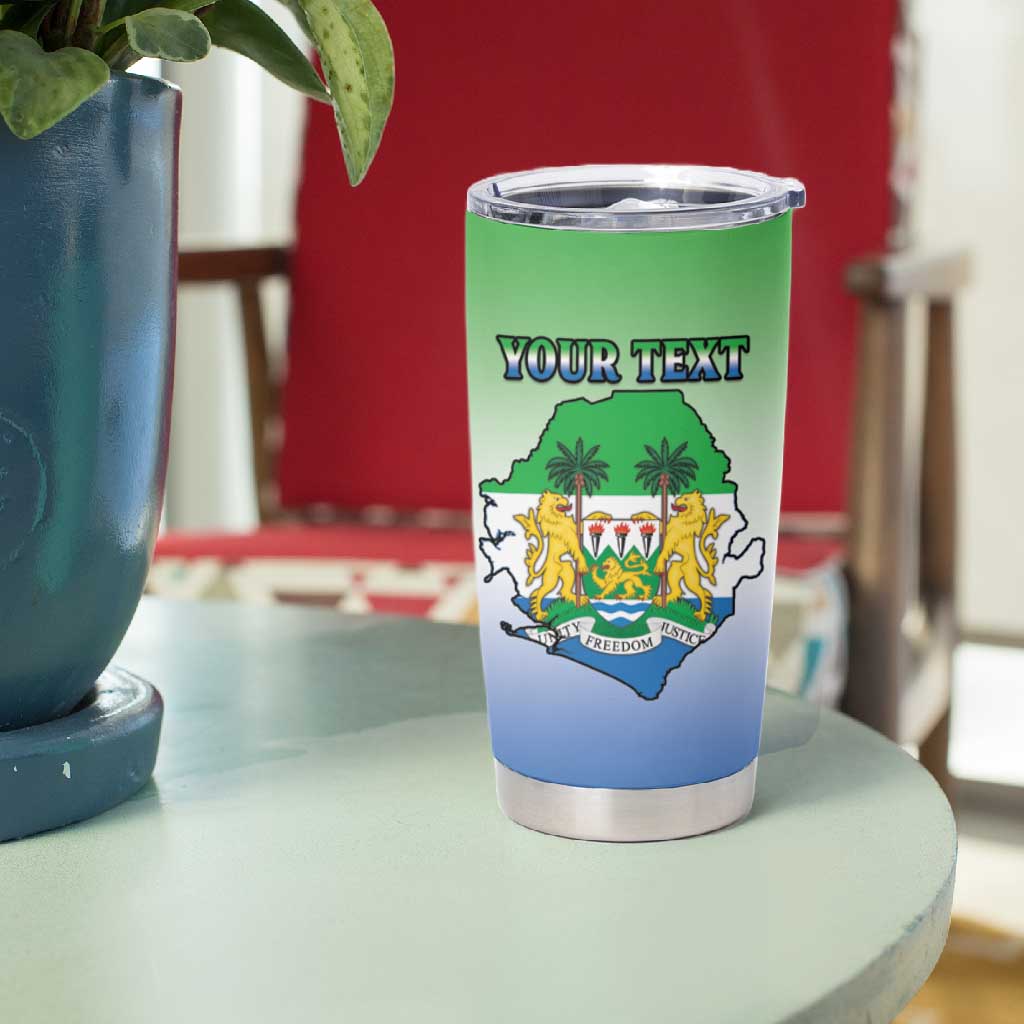 Personalised Sierra Leone Independence Day Tumbler Cup Coat Of Arms Flag Map LT15