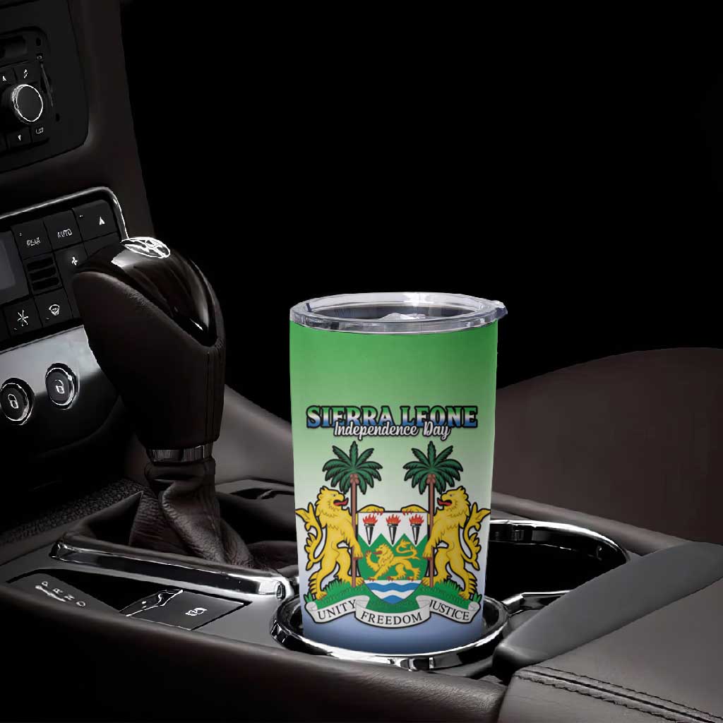 Personalised Sierra Leone Independence Day Tumbler Cup Coat Of Arms Flag Map LT15