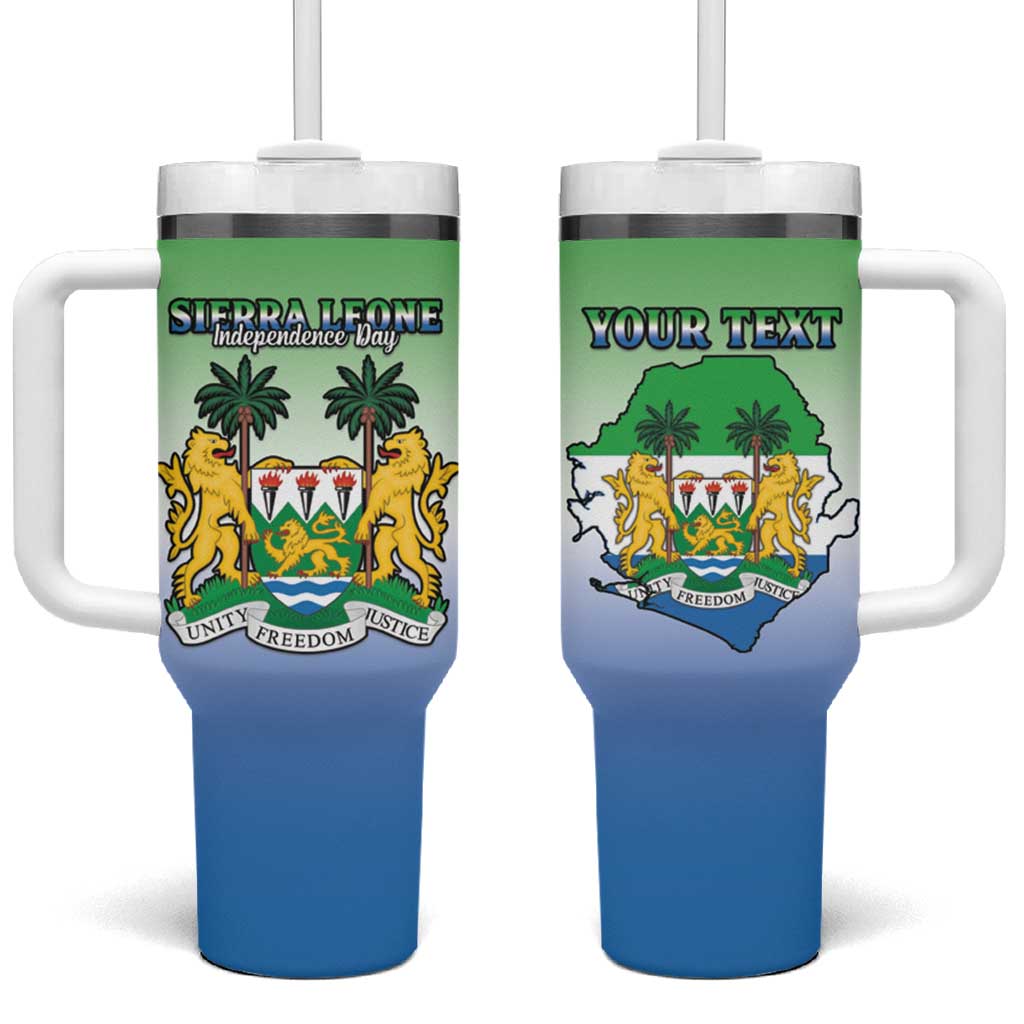 Personalised Sierra Leone Independence Day Tumbler With Handle Coat Of Arms Flag Map LT15
