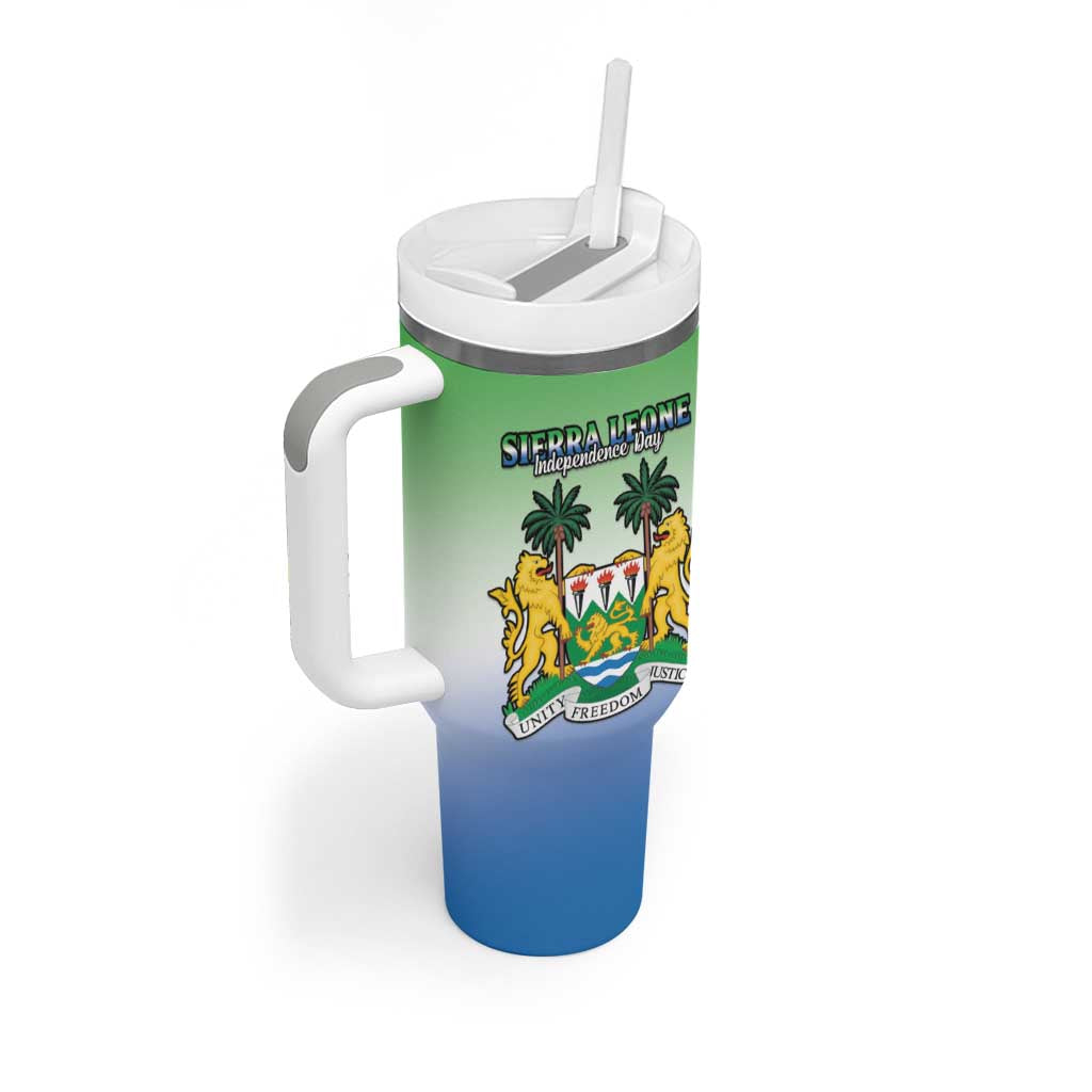 Personalised Sierra Leone Independence Day Tumbler With Handle Coat Of Arms Flag Map LT15