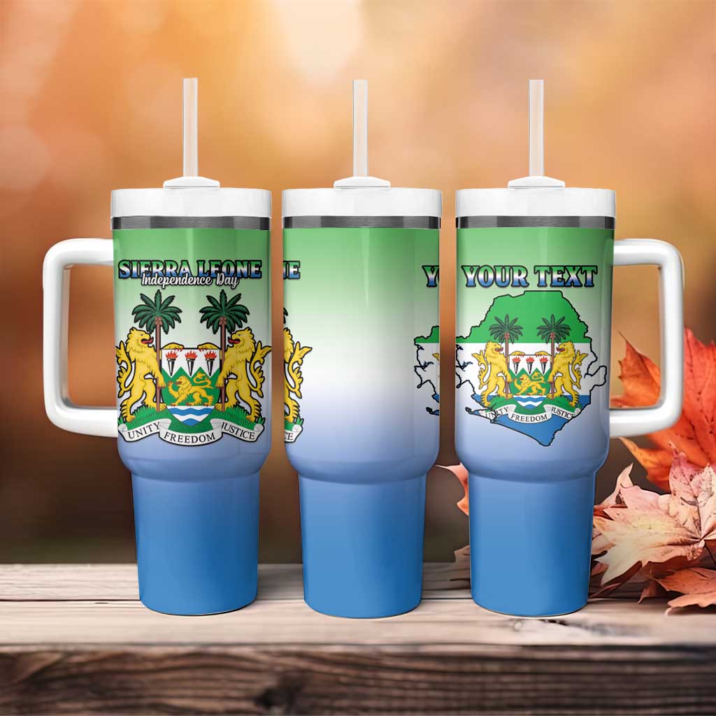 Personalised Sierra Leone Independence Day Tumbler With Handle Coat Of Arms Flag Map LT15