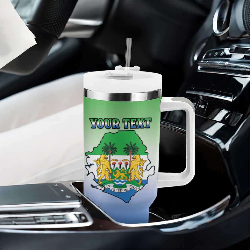 Personalised Sierra Leone Independence Day Tumbler With Handle Coat Of Arms Flag Map LT15