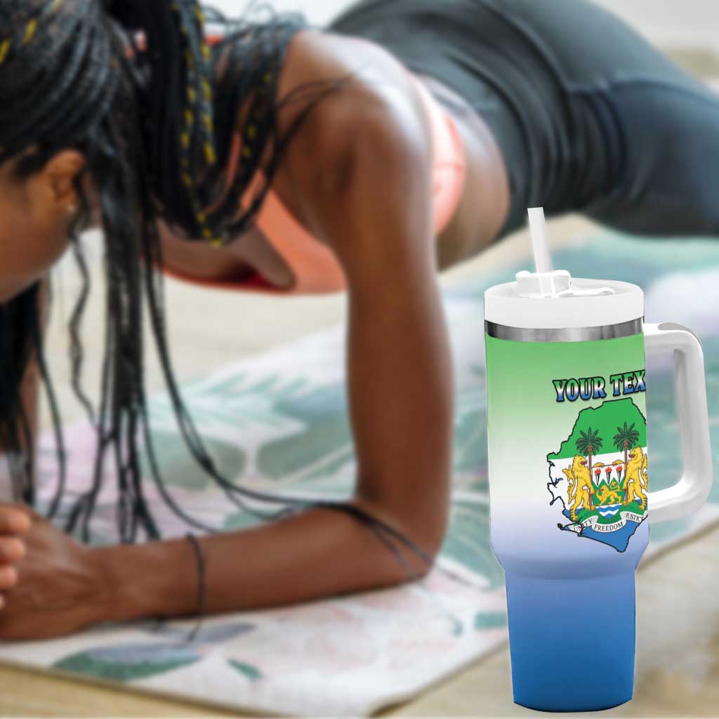 Personalised Sierra Leone Independence Day Tumbler With Handle Coat Of Arms Flag Map LT15