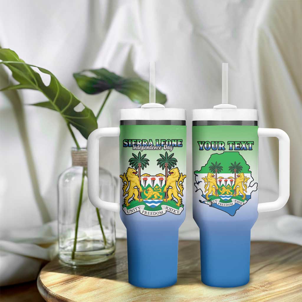 Personalised Sierra Leone Independence Day Tumbler With Handle Coat Of Arms Flag Map LT15