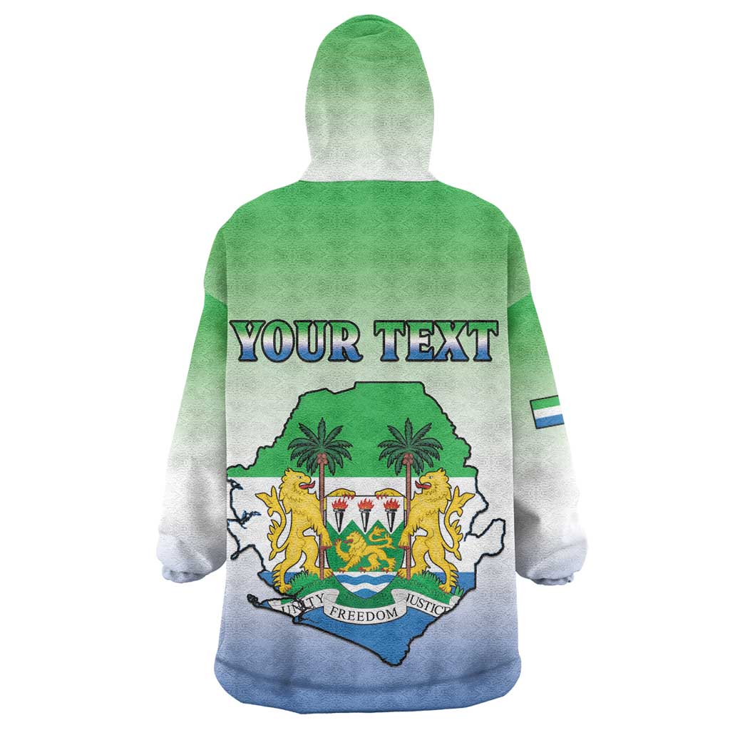 Personalised Sierra Leone Independence Day Wearable Blanket Hoodie Coat Of Arms Flag Map LT15