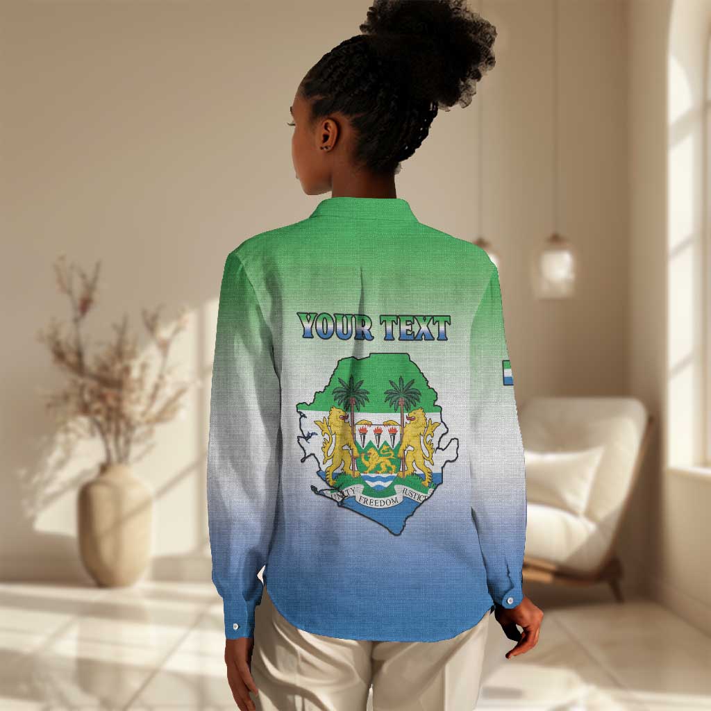 Personalised Sierra Leone Independence Day Women Casual Shirt Coat Of Arms Flag Map LT15