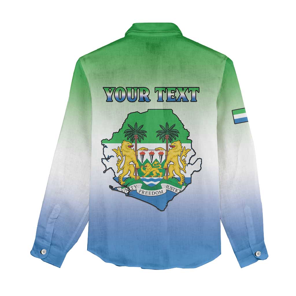 Personalised Sierra Leone Independence Day Women Casual Shirt Coat Of Arms Flag Map LT15
