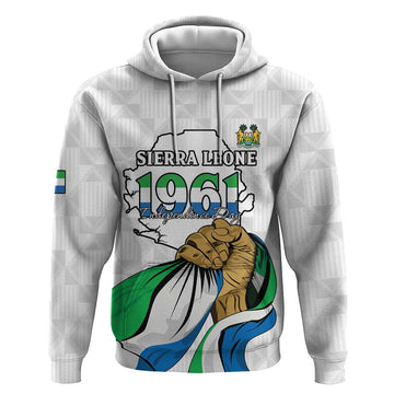 Personalised Sierra Leone Independence Day Hoodie Map With Kente Pattern LT15