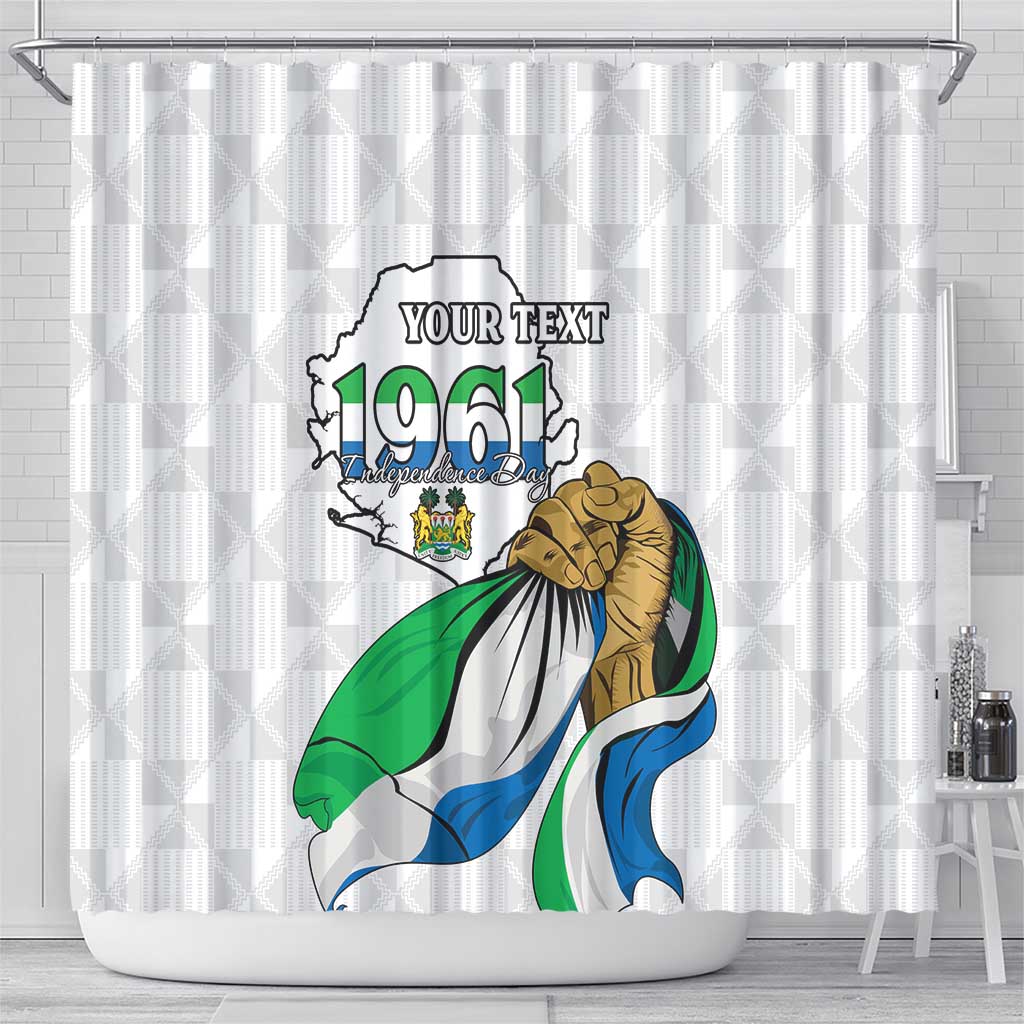 Personalised Sierra Leone Independence Day Shower Curtain Map With Kente Pattern LT15