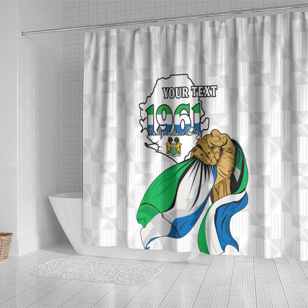 Personalised Sierra Leone Independence Day Shower Curtain Map With Kente Pattern LT15