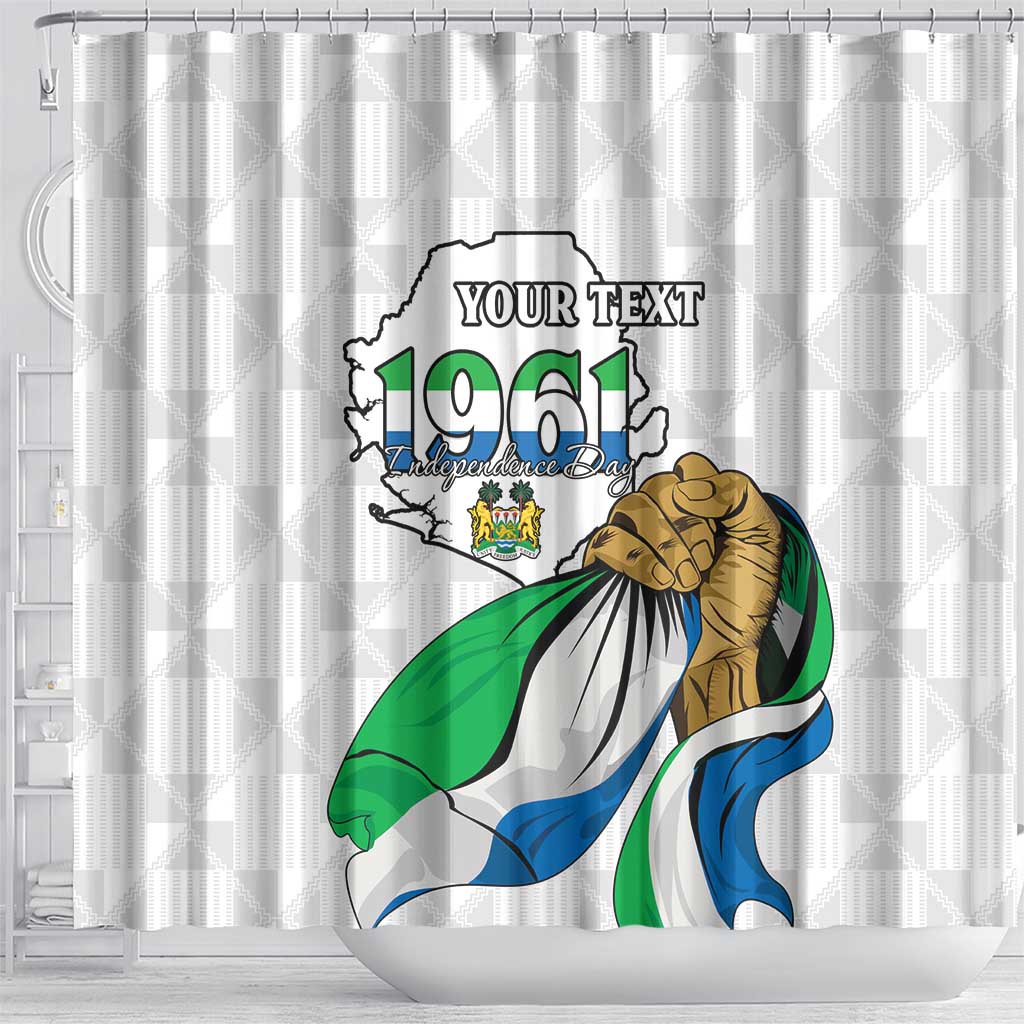Personalised Sierra Leone Independence Day Shower Curtain Map With Kente Pattern LT15
