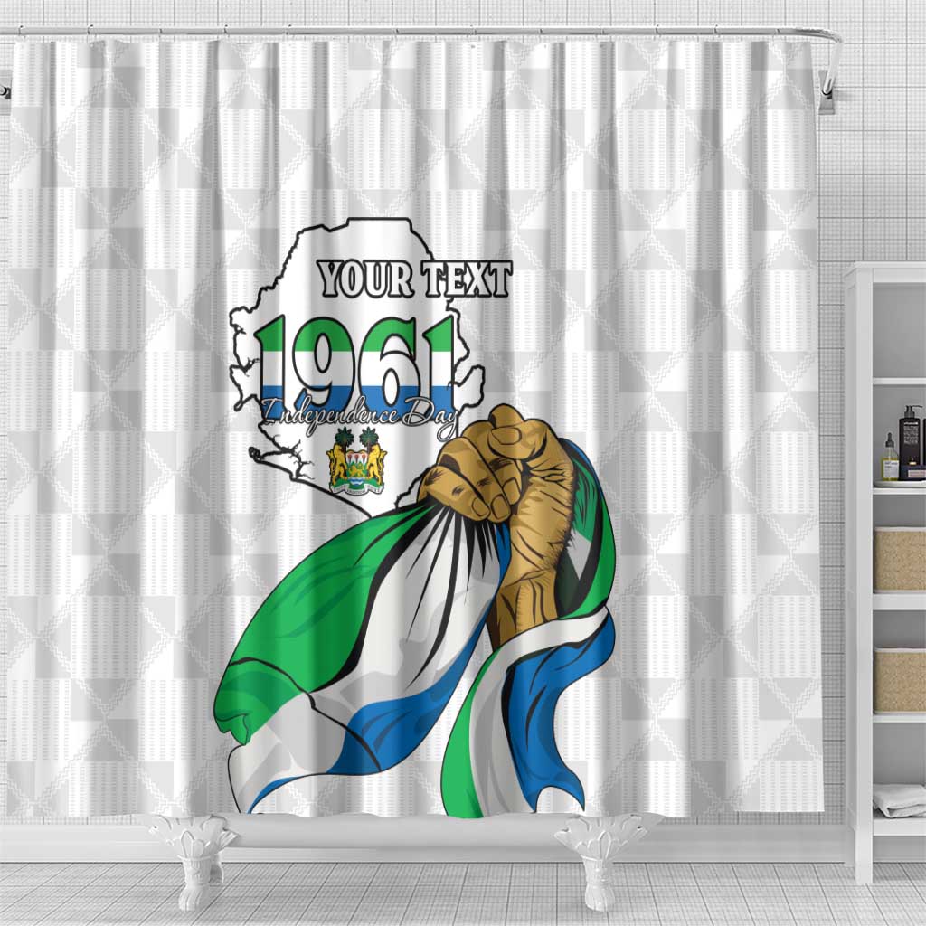 Personalised Sierra Leone Independence Day Shower Curtain Map With Kente Pattern LT15