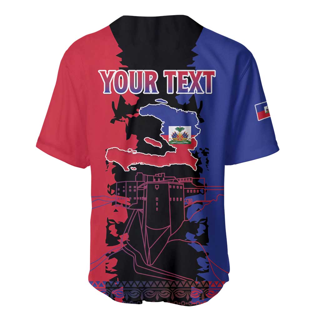 Personalised Haitian Heritage Month Baseball Jersey Coat Of Arms With Dashiki Pattern LT15