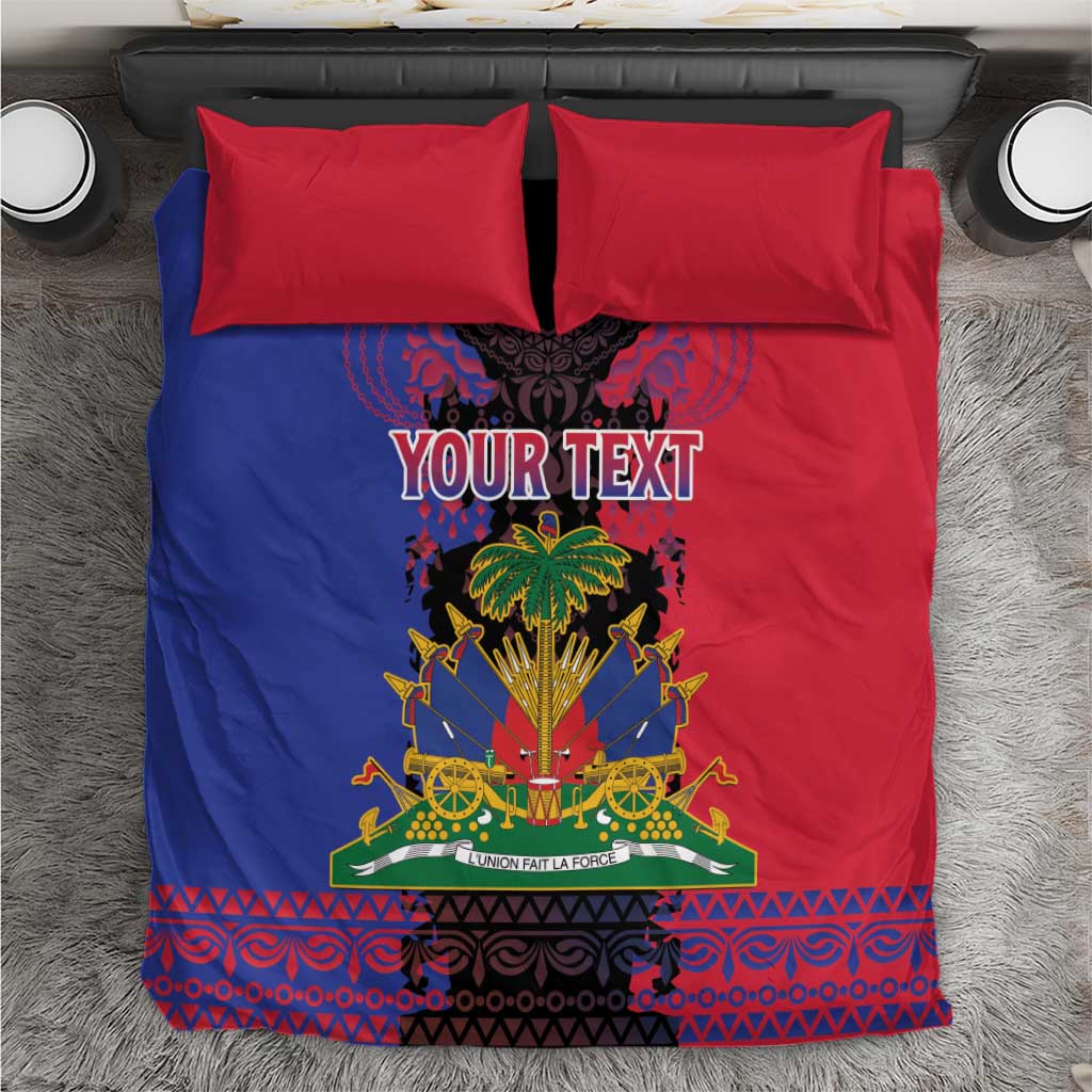 Personalised Haitian Heritage Month Bedding Set Coat Of Arms With Dashiki Pattern LT15