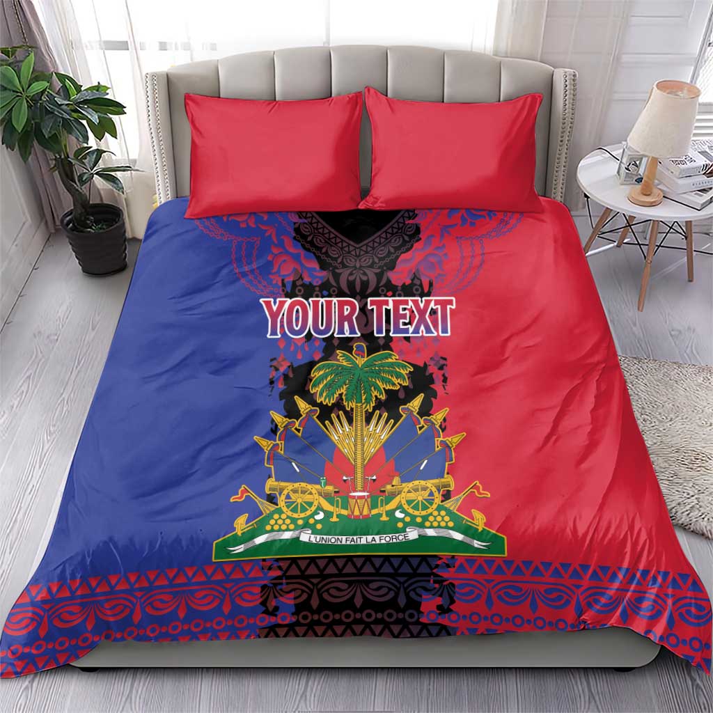 Personalised Haitian Heritage Month Bedding Set Coat Of Arms With Dashiki Pattern LT15