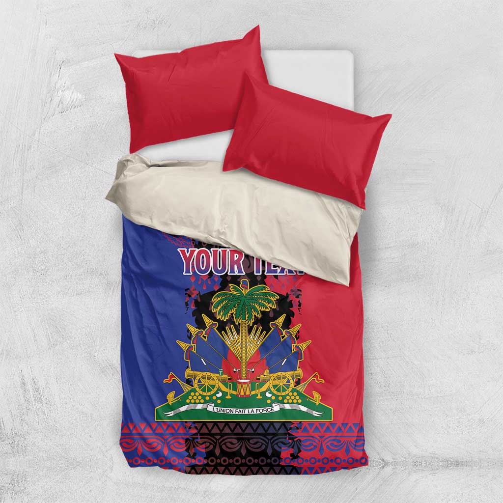Personalised Haitian Heritage Month Bedding Set Coat Of Arms With Dashiki Pattern LT15