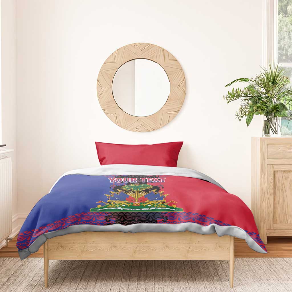 Personalised Haitian Heritage Month Bedding Set Coat Of Arms With Dashiki Pattern LT15