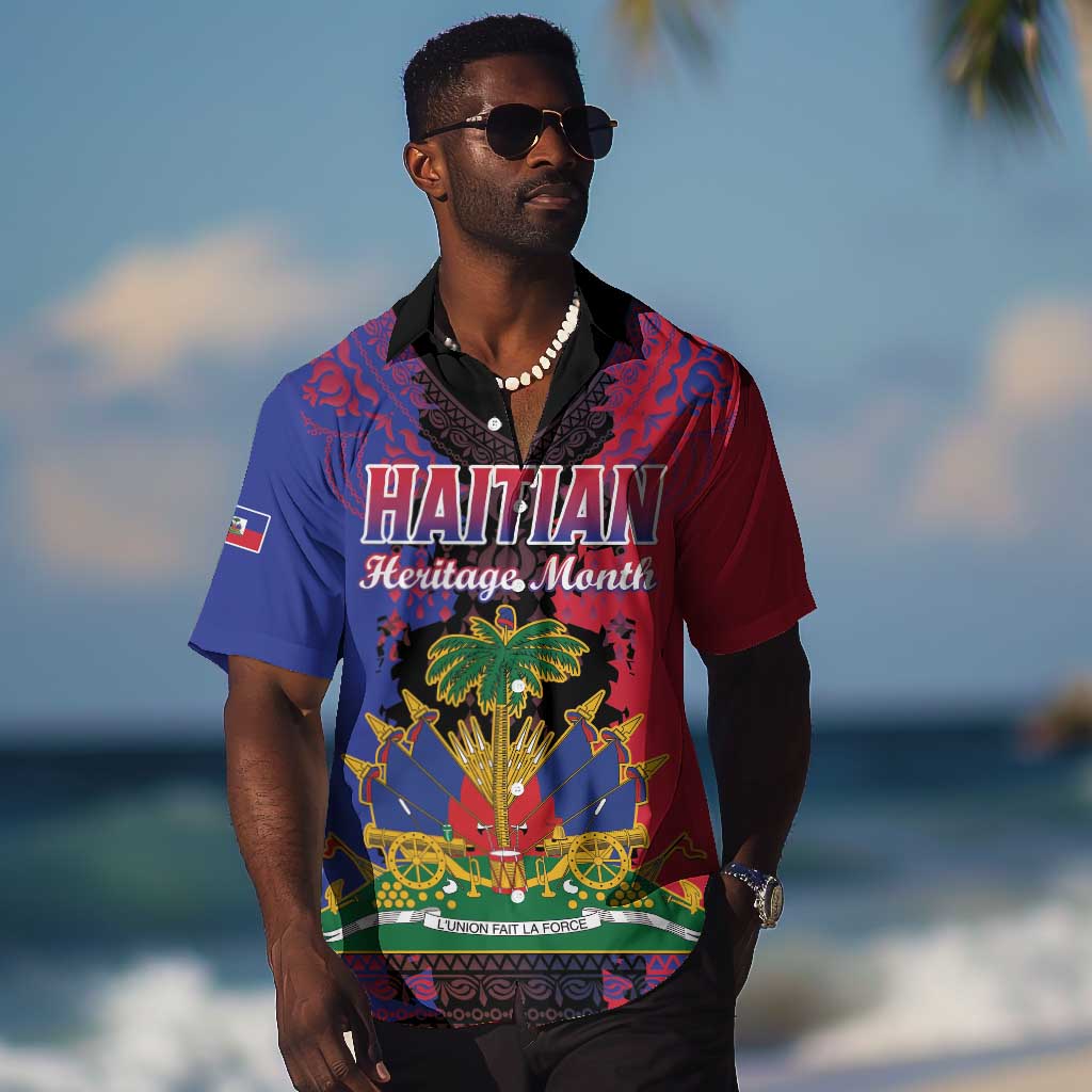 Personalised Haitian Heritage Month Hawaiian Shirt Coat Of Arms With Dashiki Pattern LT15