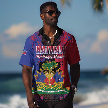 Personalised Haitian Heritage Month Hawaiian Shirt Coat Of Arms With Dashiki Pattern LT15