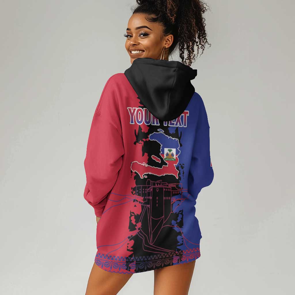 Personalised Haitian Heritage Month Hoodie Dress Coat Of Arms With Dashiki Pattern LT15