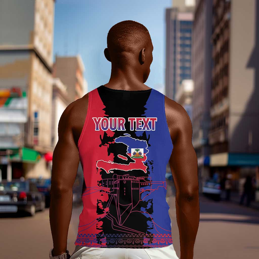 Personalised Haitian Heritage Month Men Tank Top Coat Of Arms With Dashiki Pattern LT15