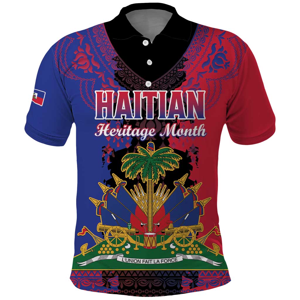 Personalised Haitian Heritage Month Polo Shirt Citadelle Laferriere Dashiki Pattern LT15
