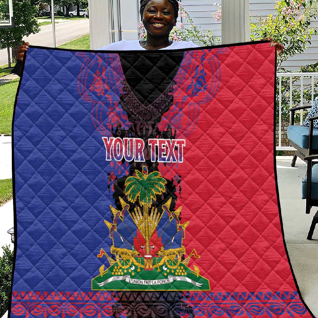 Personalised Haitian Heritage Month Quilt Coat Of Arms With Dashiki Pattern LT15