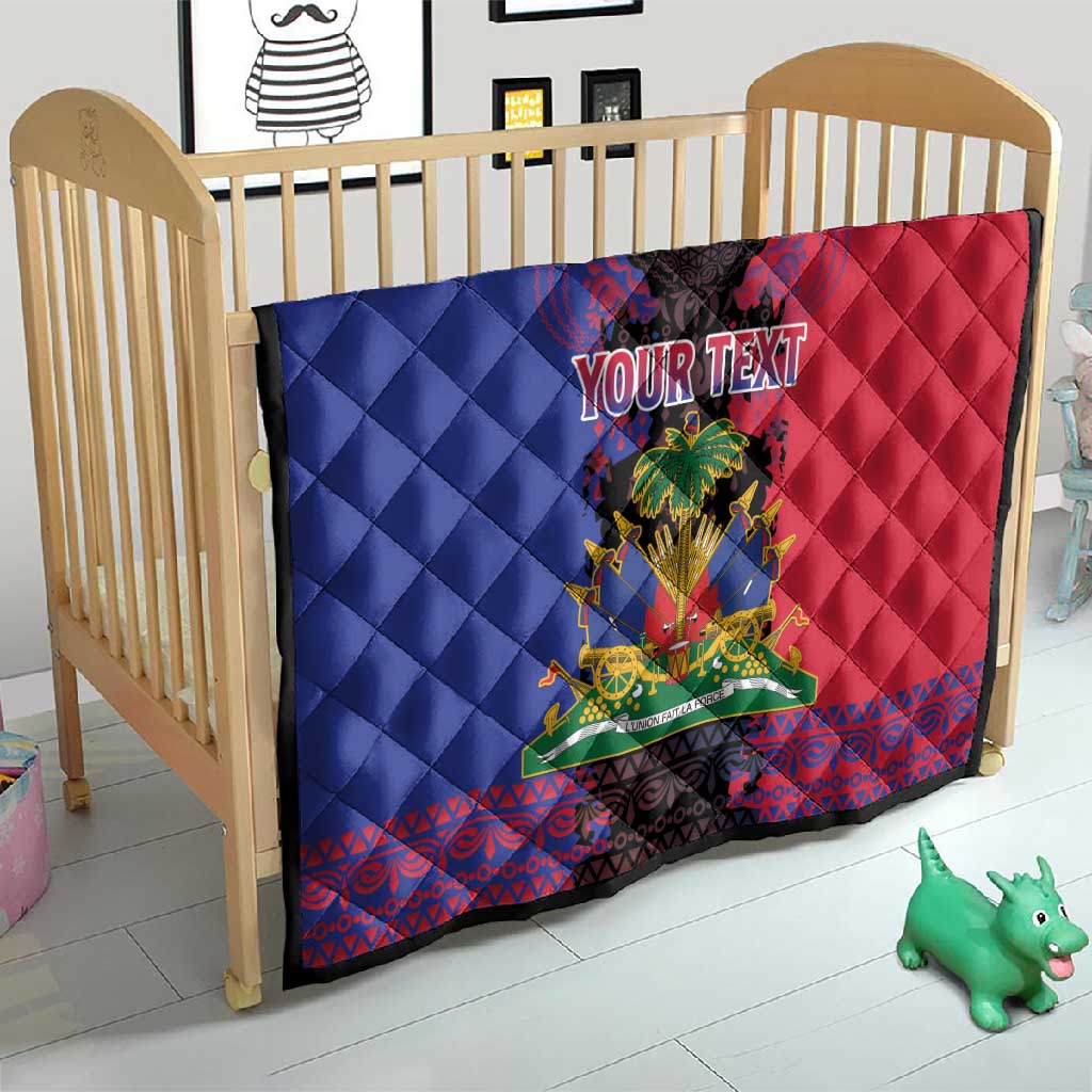 Personalised Haitian Heritage Month Quilt Coat Of Arms With Dashiki Pattern LT15