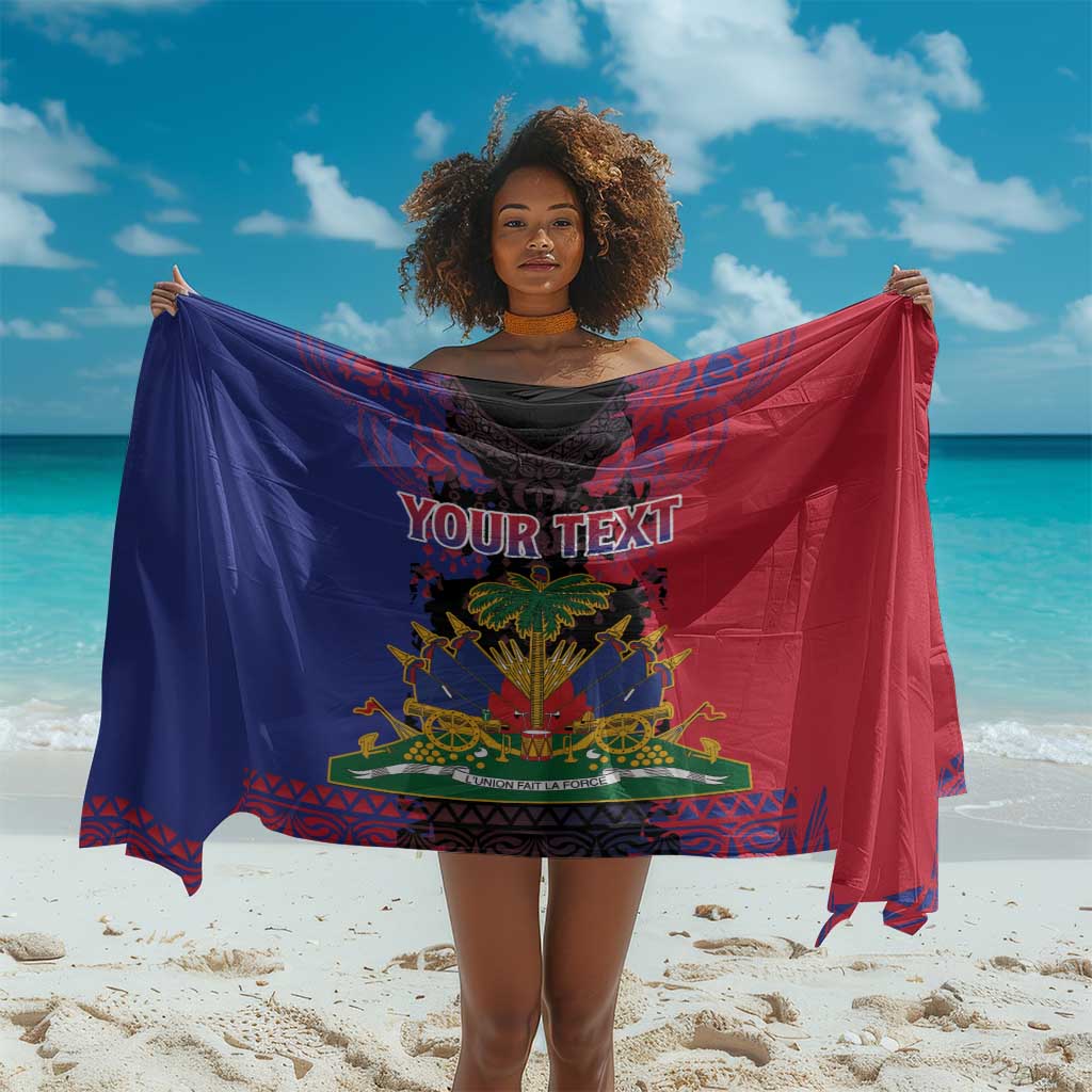 Personalised Haitian Heritage Month Sarong Coat Of Arms With Dashiki Pattern LT15
