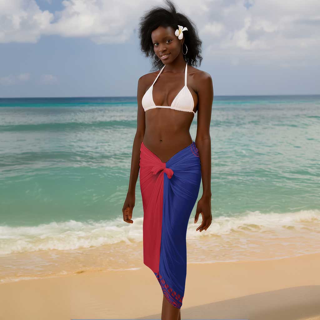 Personalised Haitian Heritage Month Sarong Coat Of Arms With Dashiki Pattern LT15