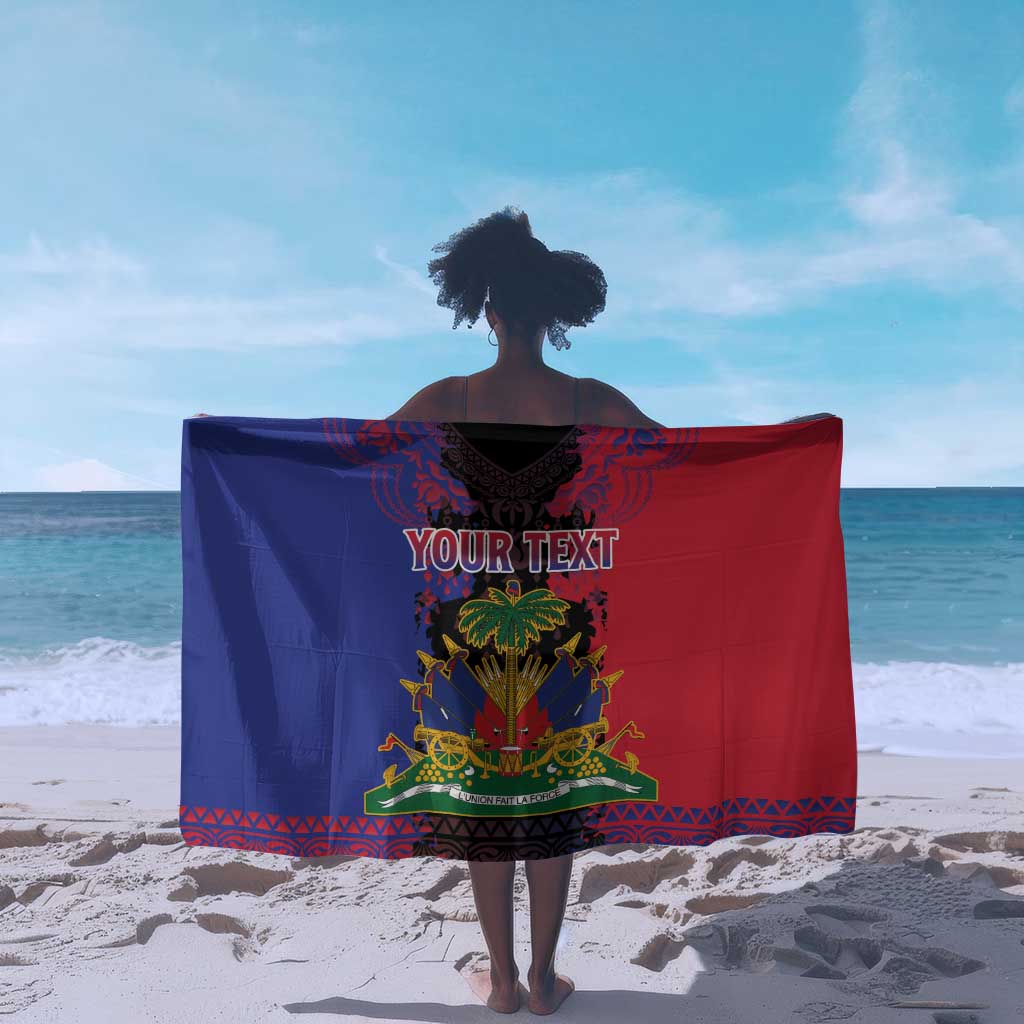 Personalised Haitian Heritage Month Sarong Coat Of Arms With Dashiki Pattern LT15
