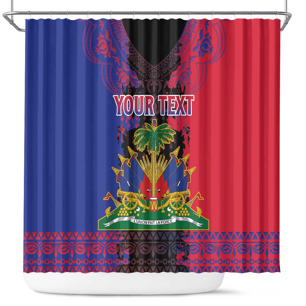 Personalised Haitian Heritage Month Shower Curtain Citadelle Laferriere Dashiki Pattern LT15