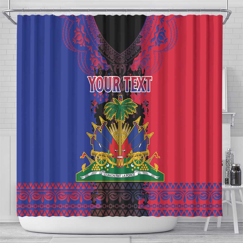 Personalised Haitian Heritage Month Shower Curtain Citadelle Laferriere Dashiki Pattern LT15