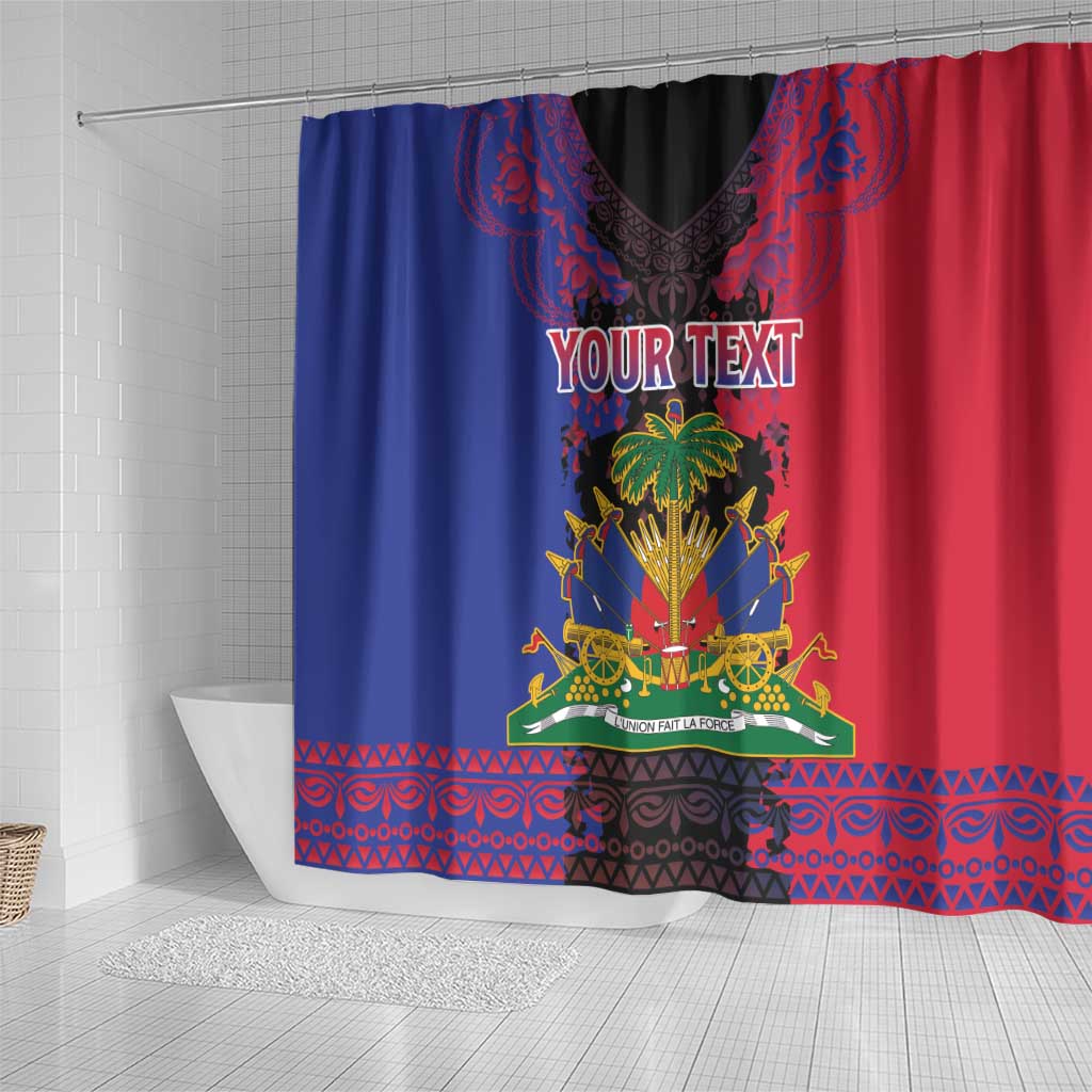 Personalised Haitian Heritage Month Shower Curtain Citadelle Laferriere Dashiki Pattern LT15
