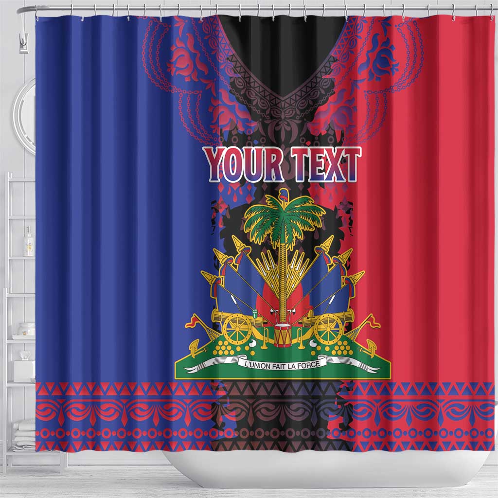 Personalised Haitian Heritage Month Shower Curtain Citadelle Laferriere Dashiki Pattern LT15