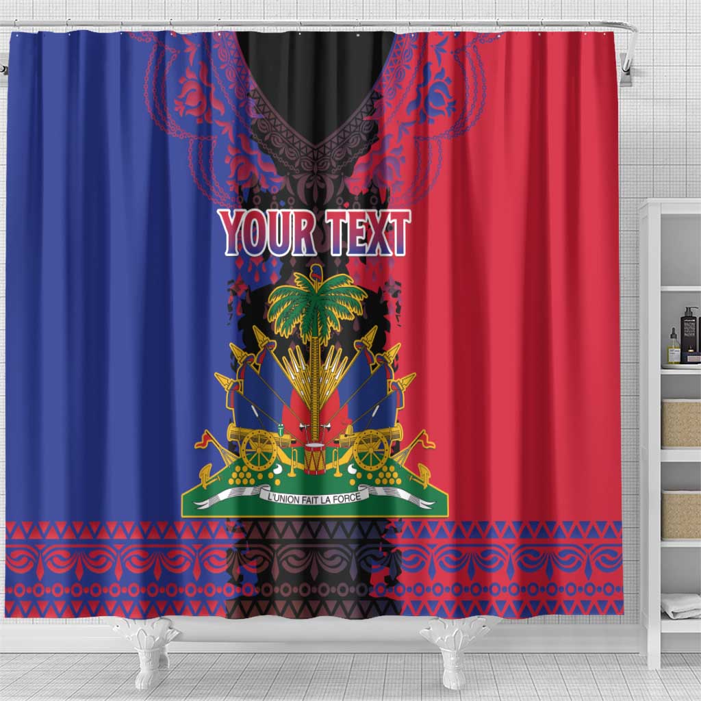 Personalised Haitian Heritage Month Shower Curtain Citadelle Laferriere Dashiki Pattern LT15