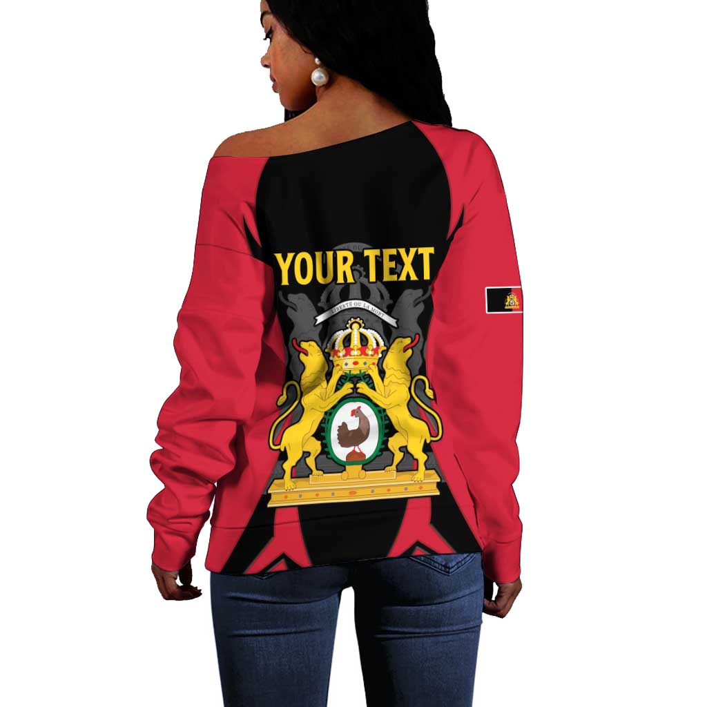 Personalised First Empire Of Haiti Off Shoulder Sweater Coat Of Arms Sporty Style LT15