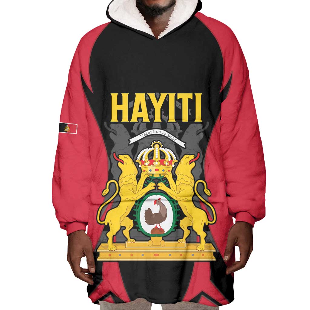 Personalised First Empire Of Haiti Wearable Blanket Hoodie Coat Of Arms Sporty Style LT15